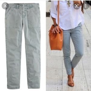 J. CREW Skinny Washed Twill Utility Pant Green